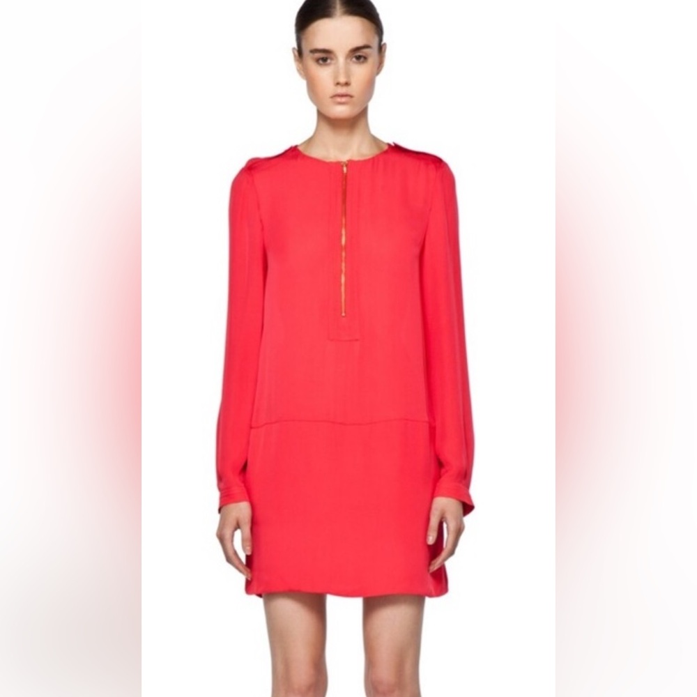 A.L.C. SASHA Dress Coral Red Silk Mini Dress Small